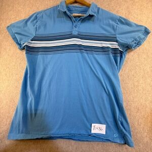 Hang Ten Mens XL Blue Striped Short‎ Sleeve Polo Shirt California Classic T1436